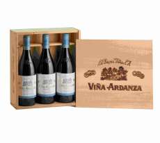 Červené víno 3 Viña Ardanza  en caja de madera